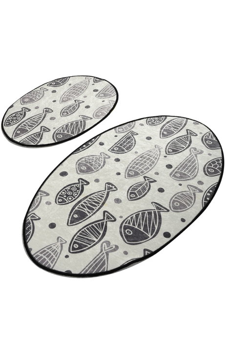 Mijölnir Juego de alfombrillas de baño Fish Djt - White Multicolor